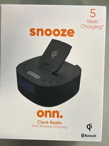 onn. Clock Radio with Wireless Charging and Bluetooth New - Picture 1 of 3