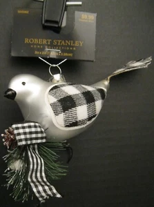 ROBERT STANLEY HOME COLLECTIONS BLOWN GLASS ORNAMENT BLACK AND SILVER DOVE BIRD - Picture 1 of 8