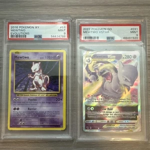 Mewtwo Non-holo Rare XY Evolutions and VSTAR Pokémon Go Holo PSA 9 - Picture 1 of 2