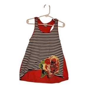 Eliane et Lena Paris Top Girls Size 5A Red Racerback Cutout Flowers - Picture 1 of 5