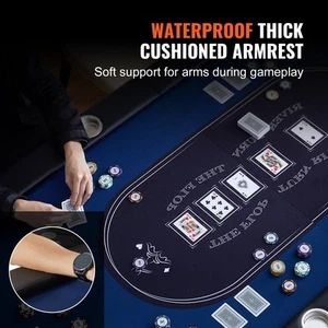 8 Player Portable Foldable Poker Table with Padded Rails and Cup Holders 72 - Picture 1 of 8