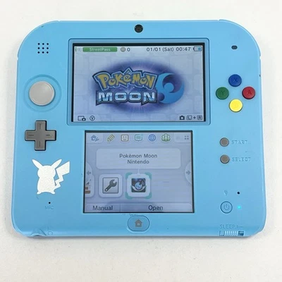 Nintendo 2DS Pokemon Sun Moon Light Blue Edition Console + Stylus + SD + Cloth - image 1 of 4