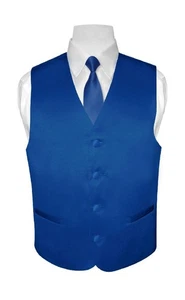 BOY'S Dress Vest & NeckTie Solid ROYAL BLUE Color Neck Tie Set Boys Tux Size 6 - Picture 1 of 3