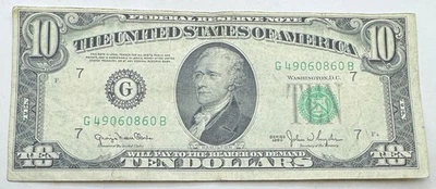 1950 Vintage $10 Federal Reserve Note - Chicago - G - Ten Dollar Bill - Image 1 of 2