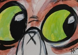 Pintura original de gato persa ACEO coleccionable arte popular moderno Samantha McLean - Imagen 1 de 1