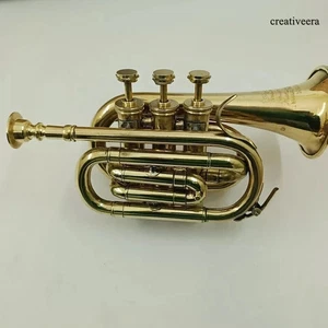 Trompeta de Bolsillo Vintage Diseñador Sólido Latón Acabado Dorado Regalo Decorativo - Imagen 1 de 5