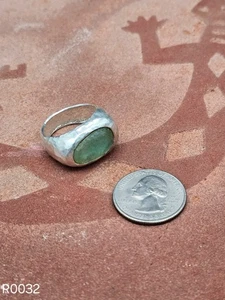 Anillo vintage de plata de ley con una sola piedra de cristal de mar - Imagen 1 de 3