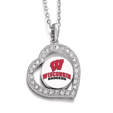 Wisconsin Badgers Womens Sterling Silver Link Chain Necklace With Pendant D19 Cover