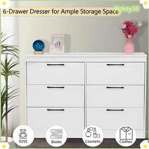 for Bedroom White with 6 Drawers, Modern Chests of Drawer Chipboard, USA SHIP - Picture 1 of 8