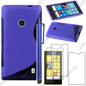 Housse Etui Coque Silicone S-line Bleu Nokia Lumia 520 + Stylet + 3 Film écran - Photo 1 sur 1