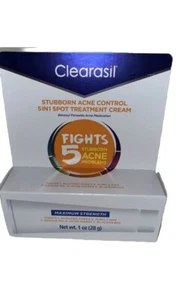 Acne Cream Clearasil Stubborn Acne Control 5-In-1 Spot Treatment Cream 1 Oz - Picture 1 of 1