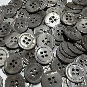 Medium Gray/Smoke Japanese Real Oyster Shell Button w/Rim 15mm 5/8" 4hole - Picture 1 of 3
