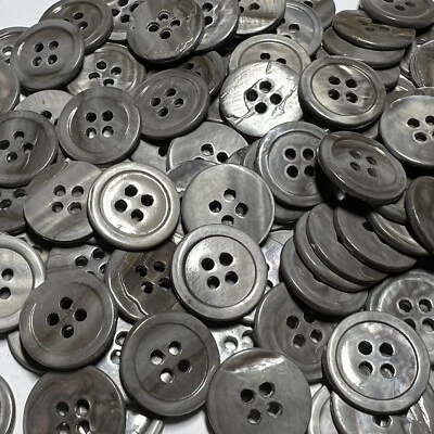 Medium Gray/Smoke Japanese Real Oyster Shell Button w/Rim 15mm 5/8" 4hole - Image 1 of 3