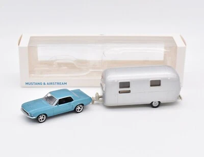 Ford Mustang Bleue + Caravane Airstream 1968 NOREV JET-CAR 1/43 270582 - Photo 1/4