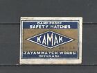 Made in India "Kamak" Jayam Match Works Sivakasi Vintage Matchbox Label