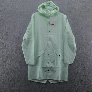 RAINS Unisex Long Jacket Medium Mineral Green Waterproof Vented Lightweight NEW - Picture 1 of 19