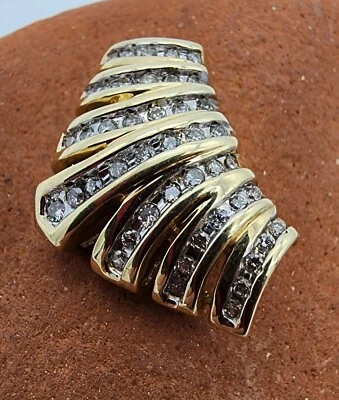 14k .585 Yellow Gold .44 ctw Diamond Pave Croissant Pendant 5/8" Au 2476 - Image 1 of 4