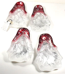 Appetizer Plates Red Glass Santa Christmas Handmade AKCAM Turkey Set of 4 - Picture 1 of 7