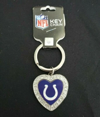 Indianapolis Colts  NFL licensed  heart-shaped rhinestone keychain - Image 1 of 2