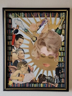 COLLAGE DE PERSONALIDAD MOD 1966 DE COLECCIÓN *MARGE* por artista enmarcado en rosa arte multimedia mixta Foto 1 de 4