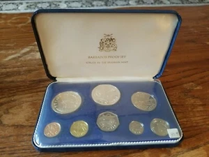 1974 BARBADOS - OFFICIAL PROOF SET (8) w/ 2 SILVER - 2 Oz ASW - ORIG. PKG - Picture 1 of 7