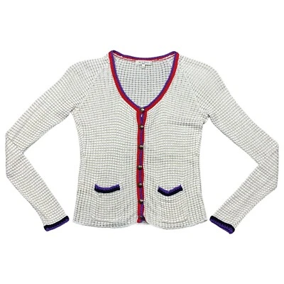 ETRO MILANO Cardigan White Cream Open Knit Button Cotton Silk Ladies IT 40 UK 8 - Image 1 of 4
