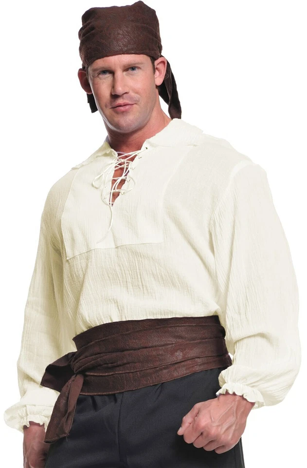 ADULT MENS PIRATE SHIRT COSTUME RENAISSANCE SWORDSMAN COLONIAL ZORRO MUSKETEERS - Image 1 of 1