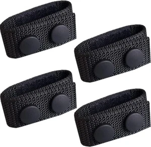 4 Pcs Belt Keepers Double Snaps for Wide Belt Heavy Duty Nylon Black - Picture 1 of 7