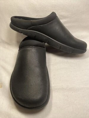 NEW KALSO Womens sz 7.5 DAYO BLACK Leather Mules Clogs Shoes Negative Heel mako - Image 1 of 4