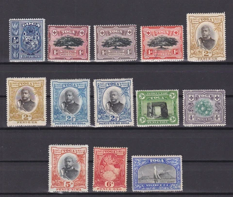 TONGA 1897, SG# 38-51, CV £180, part set, varieties, MH/Used Cover
