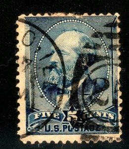 Sc# 216 5c Garfield 1888 blue American Bank Note used ellipse cancel short perf - Bild 1 von 2
