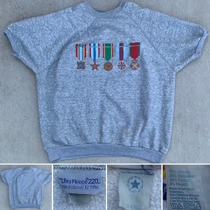 Vintage short sleeve raglan sweatshirt w/ medals painted graphics wearable art - Picture 1 of 12