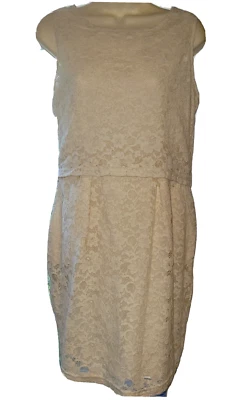 Платье-футляр Anthropologie TULLE Lace Overlay без рукавов сменное маленькое с подкладкой кремовое - Изображение 1 из 4