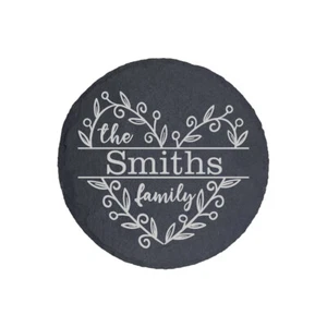 Personalised Family Heart Slate Coaster Birthday Christmas Gifts for Her Him - Picture 1 of 17