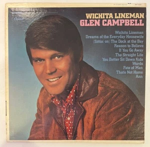 GLEN CAMPBELL-Wichita Lineman- Vtg Vinyl LP 1968 Capitol Records ST-103 VG/G+ - Foto 1 di 17