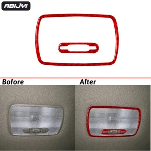 2Pcs Rear Reading Light Lamp Red Carbon Fiber Cover Trim For Honda Accord 08-12 - Foto 1 di 12