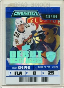  2019-20 Upper Deck Credentials #89 Brady Keeper 726/999 RC - Picture 1 of 2