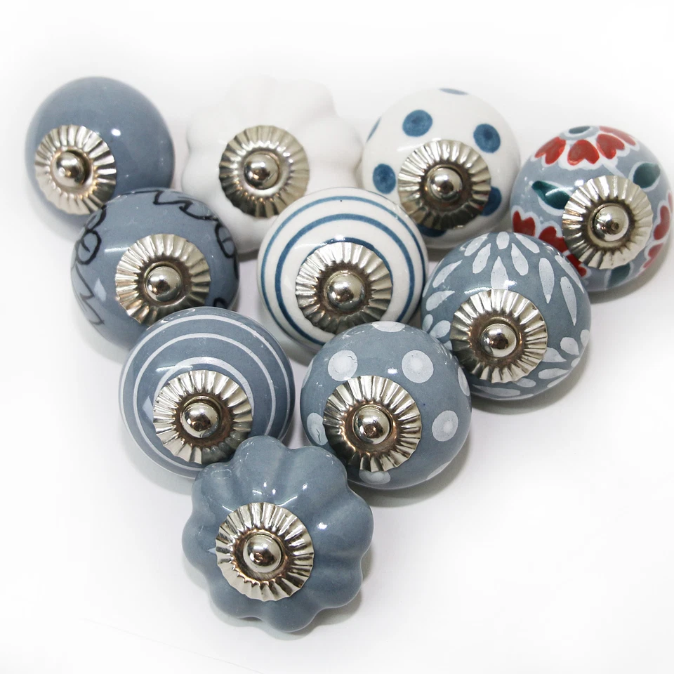 Möbelknöpfe Set 6-8-10 STK Griffe Grau Weiß Keramik Knöpfe Bunt Möbelknopf  - Bild 1 von 3
