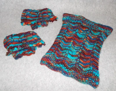 Tejido a Mano Nevada Dusk Multicolor Boho Capucha Cuello Polaina Calentador Bufanda Puños Bota Foto 1 de 4