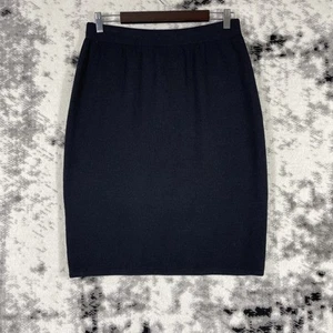 St John Basics Santana Knit Skirt Womens Size 8 Black Midi Pencil  Designer - Picture 1 of 10