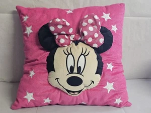 Disney Minnie Mouse Square Pillow Sparkle Pink White Stars 16” - Picture 1 of 7