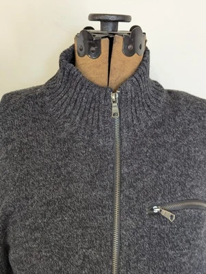 Banana Republic Men Full Zip Cardigan Size XL Charcoal Pockets Preppy Neutral - Image 1 of 4