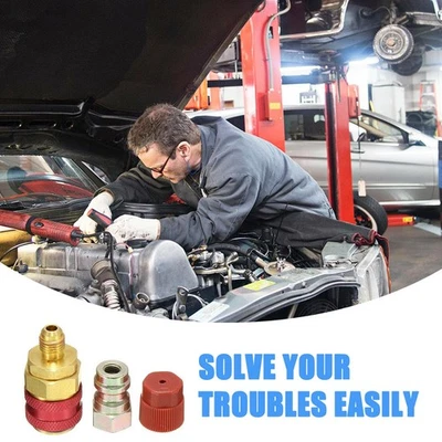 Brass High Side Quick Coupler for R134A Car A/C Systems with Protective Cap - Image 1 of 4