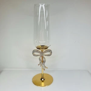 NUEVO Coqueta Arco Dorado Champagne Flauta Diseño Vidrio Estrás Bling - Imagen 1 de 6