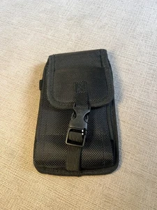 Miztech Black Nylon Belt Clip Phone Pouch Holster w/ Buckle Carabiner EDC Gear - Picture 1 of 6