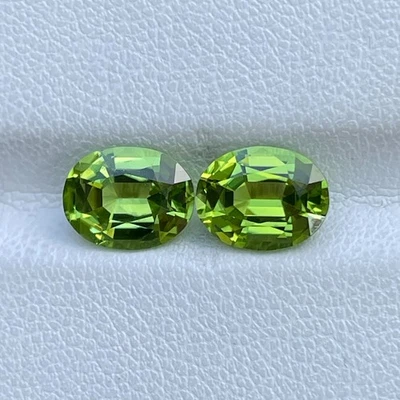 3.82 Ct Natural Peridot Pair – Matching Oval Cut Gemstones for Designer Jewelry - Image 1 of 4