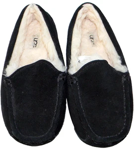 Zapatilla UGG "Ascot", NUEVA, talla infantil. 2, forrado de piel, gamuza negra sin cordones - Imagen 1 de 9