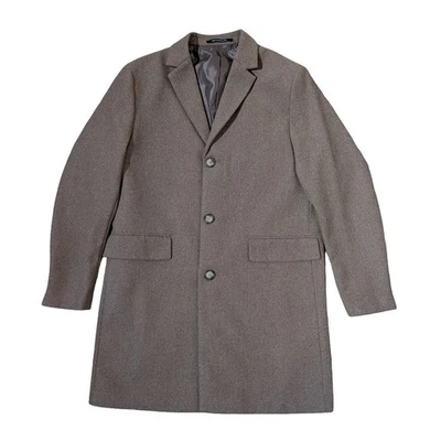 H&M Mens Wool Poly Blend Topcoat Lined Flap Pocket 3-button sz M Business Casual - Image 1 of 4
