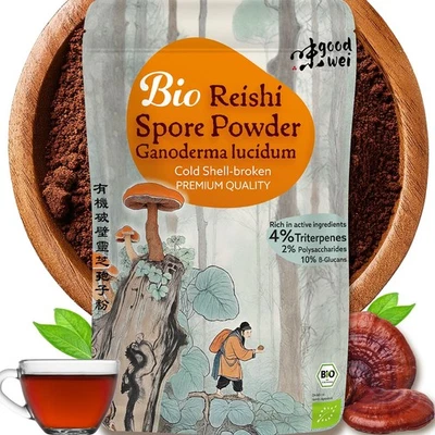 BIO Reishi Sporenpulver - Ganoderma Lucidum Vitalpilz, Zellwandgebrochen, 100g - Bild 1 von 4