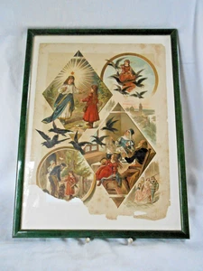 Chromolithografie aus antikem Buch Grimms Märchen die sieben Raben gerahmt - Picture 1 of 5